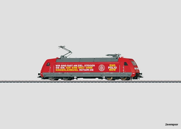 39371 Marklin Sneltreinlocomotief Serie 101 Van De Deutsche Bahn AG (DB AG). Met Opschrift “END POLIO NOW”, Het Hoofdthema Van Rotary International Ter Bestrijding Van Kinderverlamming 3 39371 Marklin Sneltreinlocomotief Serie 101 Van De Deutsche Bahn AG (DB AG). Met Opschrift “END POLIO NOW”, Het Hoofdthema Van Rotary International Ter Bestrijding Van Kinderverlamming