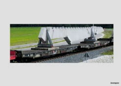 48744 Marklin Schwertransport Mit Ladegut Zahnbalken über Zwei Schwerlastwagen