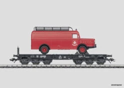 48755 Marklin Schwerlast-Flachwagen Mit Feuerwehr-Gerätewagen